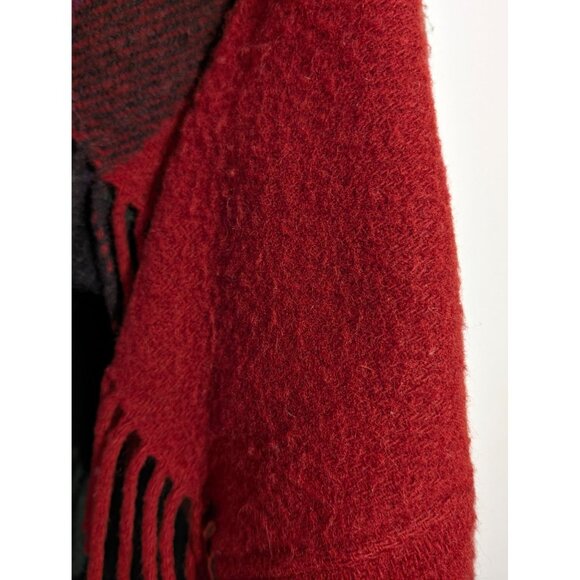 VTG Robben Alexander NY Red Purple Black Wool Plaid Long Fringe Duster Coat Med - Picture 14 of 14